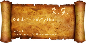 Kuhár Füzike névjegykártya